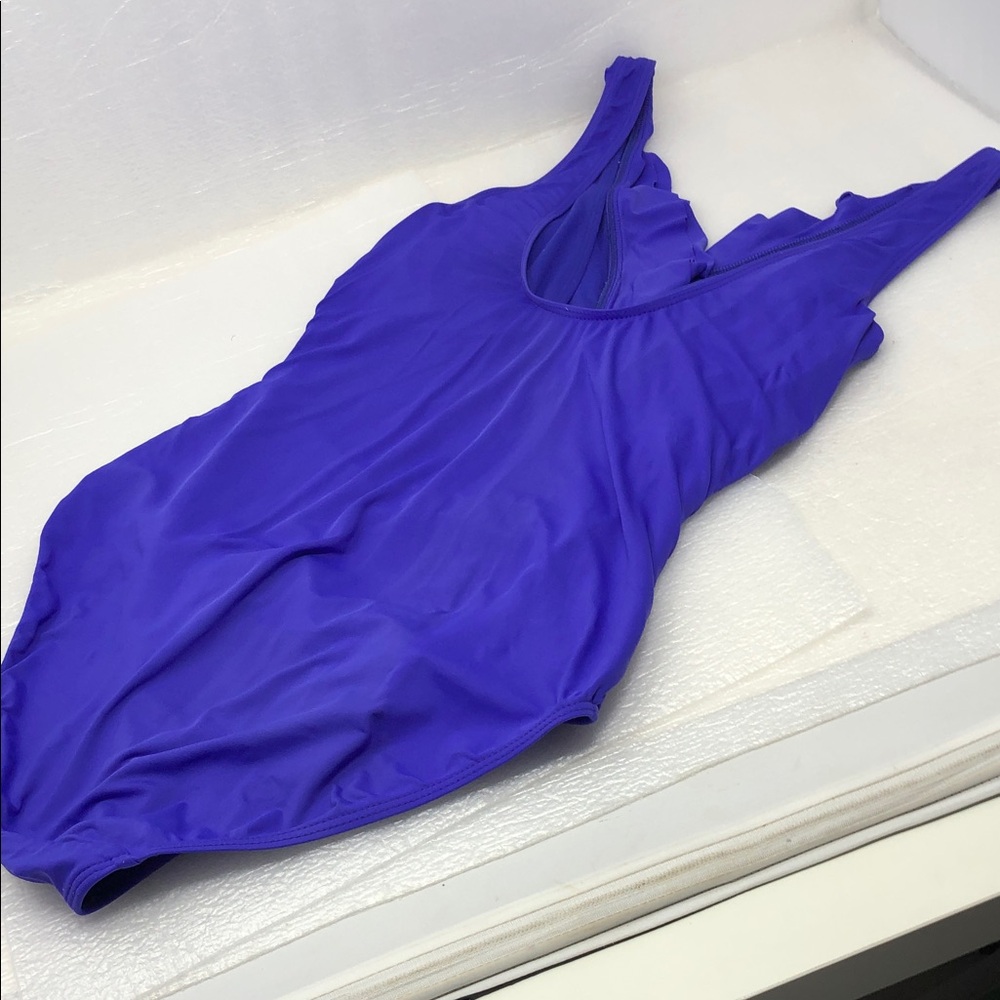Lauren Ralph Lauren Beach Club Solids Ruffle Surplice V-Neck One Piece Swimsuit - Picture 3 of 11